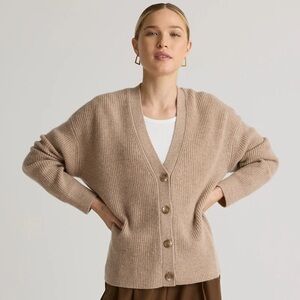 100% Mongolian cashmere fisherman cardigan in size XL color oatmeal. From quince